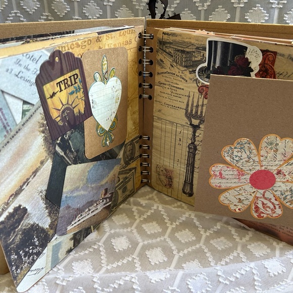 Handmade Vintage Travel Worldly Theme Junk Journal Scrapbook One of a Kind - Picture 8 of 16